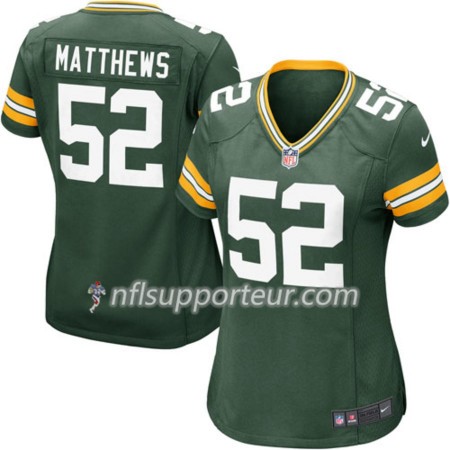 Maillot Femme Green Bay Packers Clay Matthews 52 Nike Vert 